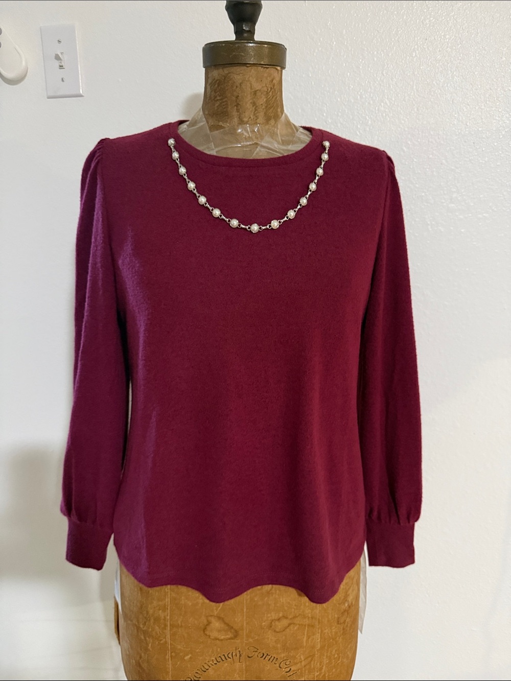 NWT Zac & Rachel Women’s Long Sleeve Jewel-Neck Sweater - Berry PS, PM & 1X